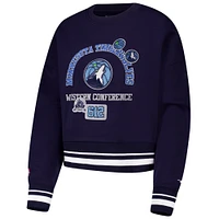 Women's Pro Standard Navy Minnesota Timberwolves Area Code Cropped Pullover Sweatshirt
