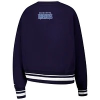 Women's Pro Standard Navy Minnesota Timberwolves Area Code Cropped Pullover Sweatshirt
