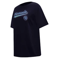 Women's Pro Standard Navy Minnesota Timberwolves Script Boyfriend T-Shirt