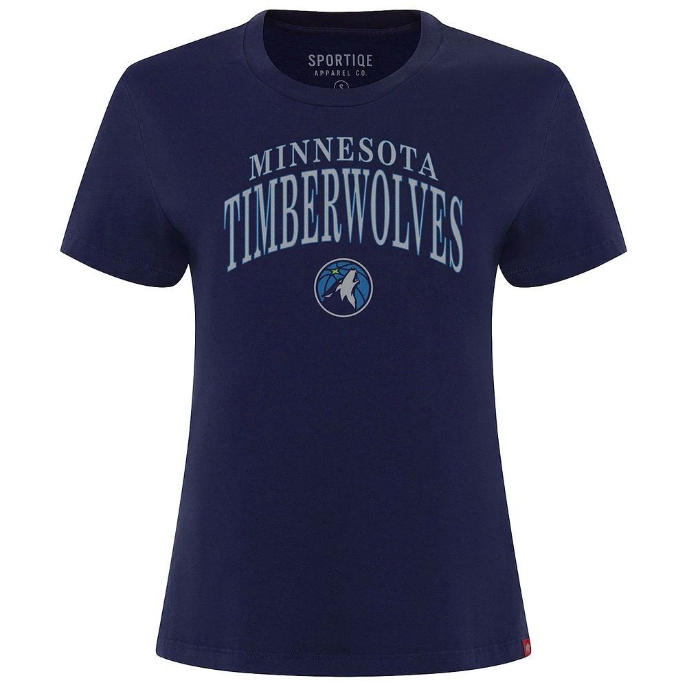 Women's Sportiqe  Navy Minnesota Timberwolves Arcadia Boxy T-Shirt