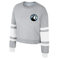 Women's Stadium Essentials Heather Gray Minnesota Timberwolves 2024/25 City Edition Scrimmage Cropped Pullover Sweatshirt