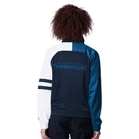Women's Starter Navy Minnesota Timberwolves Line Up Dolman Raglan Full-Zip Track Jacket