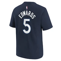 Youth Anthony Edwards Navy Minnesota Timberwolves Icon Name & Number T-Shirt