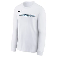 Youth Nike  White Minnesota Timberwolves 2024/25 City Edition Wordmark Performance Long Sleeve T-Shirt