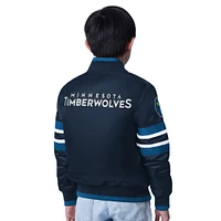 Youth Starter Navy Minnesota Timberwolves Scout Varsity Full-Snap Jacket