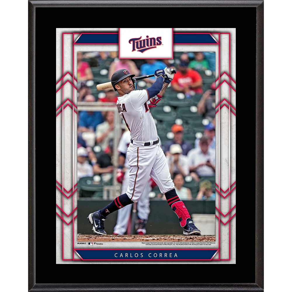 Plaque de joueur sublimée encadrée de 10,5" x 13" des Twins du Minnesota de Carlos Correa