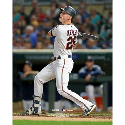 Max Kepler Minnesota Twins Unsigned Hitting White Jersey Photograph