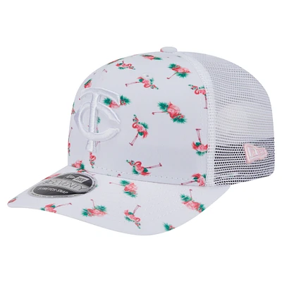 Casquette extensible à bouton-pression 9SEVENTY Flamingo blanche des Twins du Minnesota de New Era pour homme