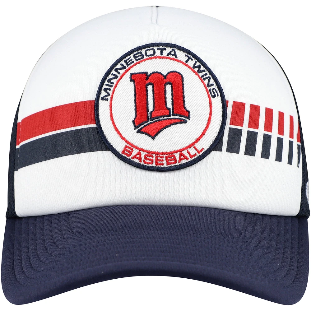 Men's '47 White/Navy Minnesota Twins Cooperstown Collection Wax Pack Express Trucker Adjustable Hat