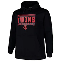 Men's  Black Minnesota Twins Stack Fleece Pullover Hoodie