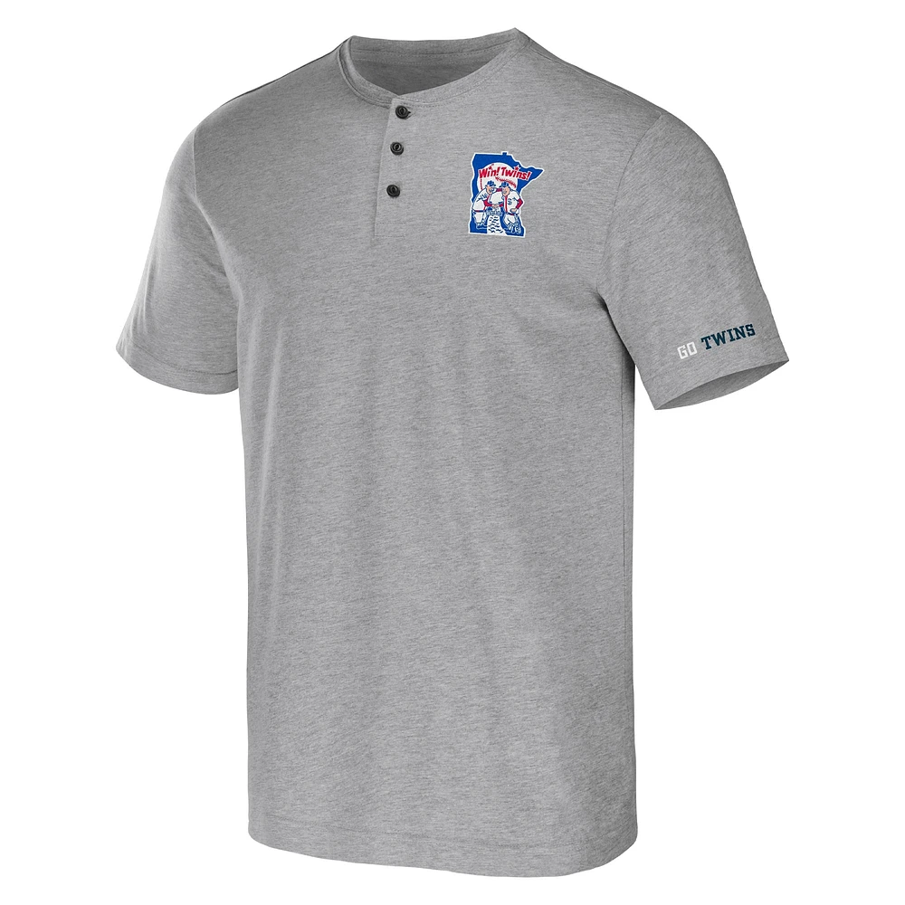 Men's Darius Rucker Collection by Fanatics Heather Gray Minnesota Twins Henley T-Shirt