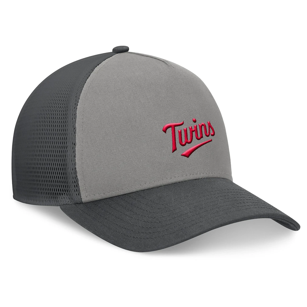 Men's Fanatics Gray/Graphite Minnesota Twins A-Frame Trucker Adjustable Hat