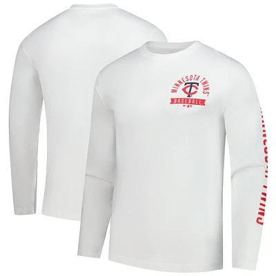 T-shirt à manches longues Fanatics pour homme, blanc, Minnesota Twins Press Box