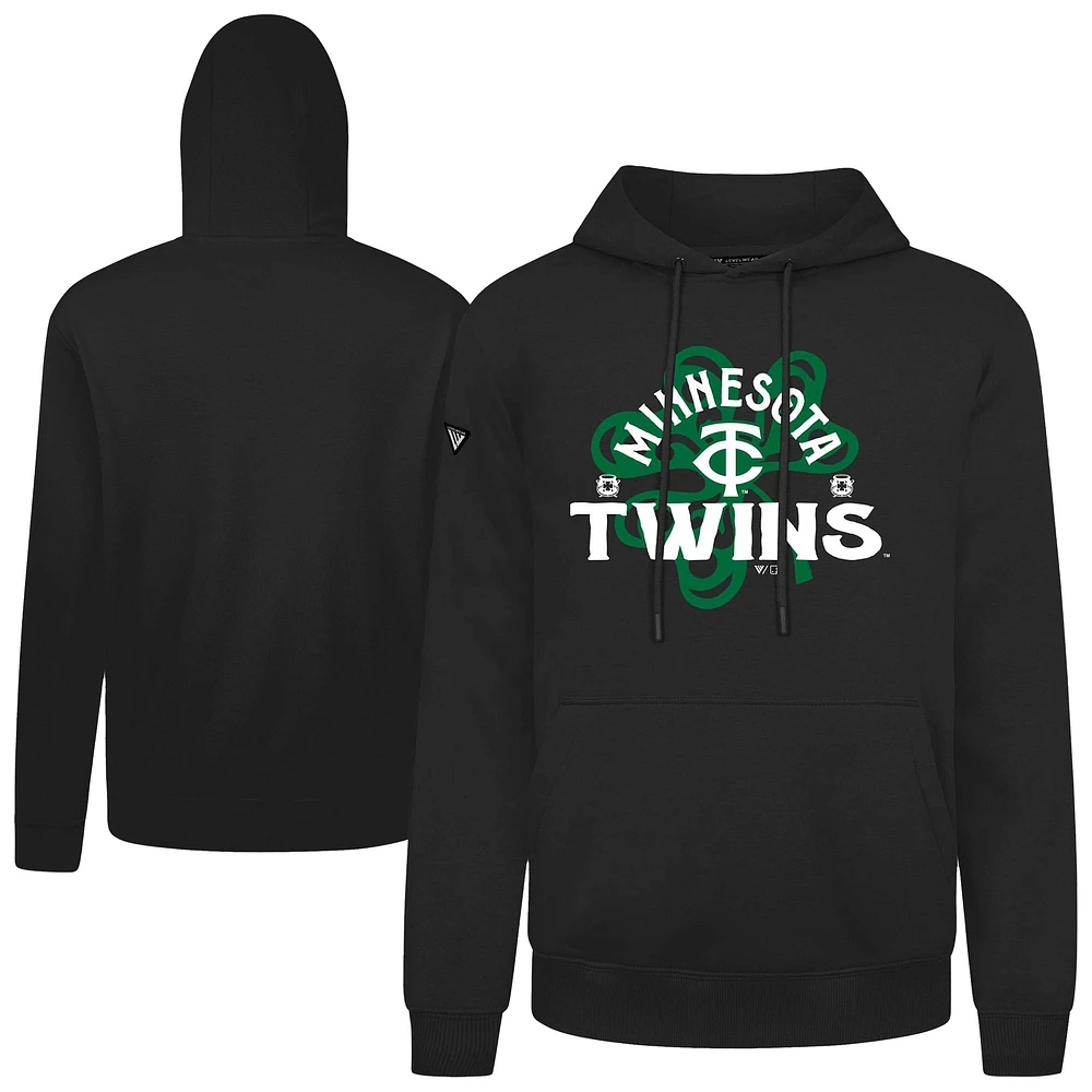 Men's Levelwear  Black Minnesota Twins St. Patrick's Day Podium Shamrock Pullover Hoodie