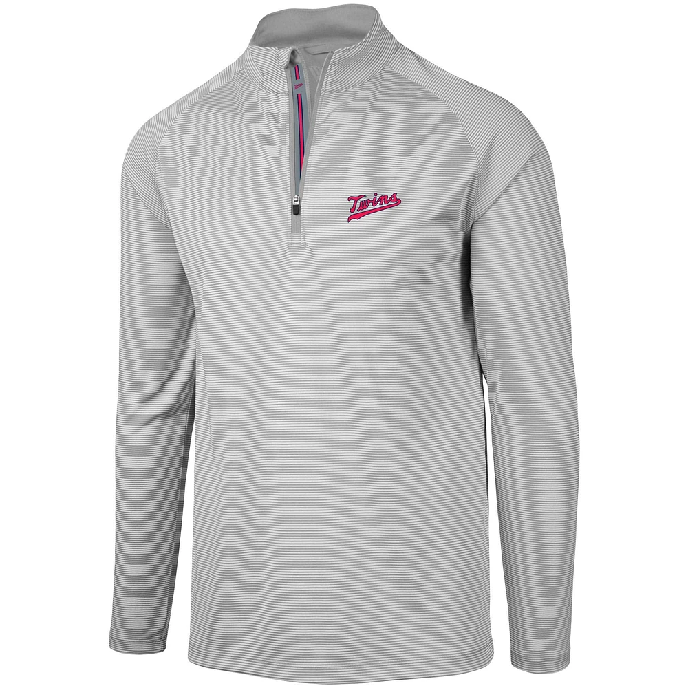 Men's Levelwear Gray Minnesota Twins Orion Historic Logo Raglan Quarter-Zip Jacket