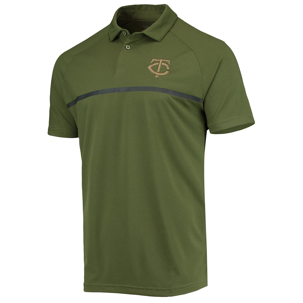Men's Levelwear Olive Minnesota Twins Delta Sector Raglan Polo