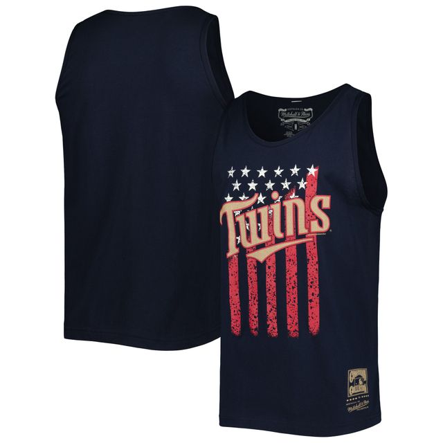 Débardeur Mitchell & Ness pour homme bleu marine Minnesota Twins Cooperstown Collection Stars and Stripes