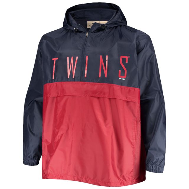 Veste anorak à demi-zip pour hommes, bleu marine/rouge, Minnesota Twins Big & Tall Split Body
