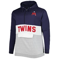 Men's Navy/White Minnesota Twins Big & Tall Fleece Half-Zip Hoodie