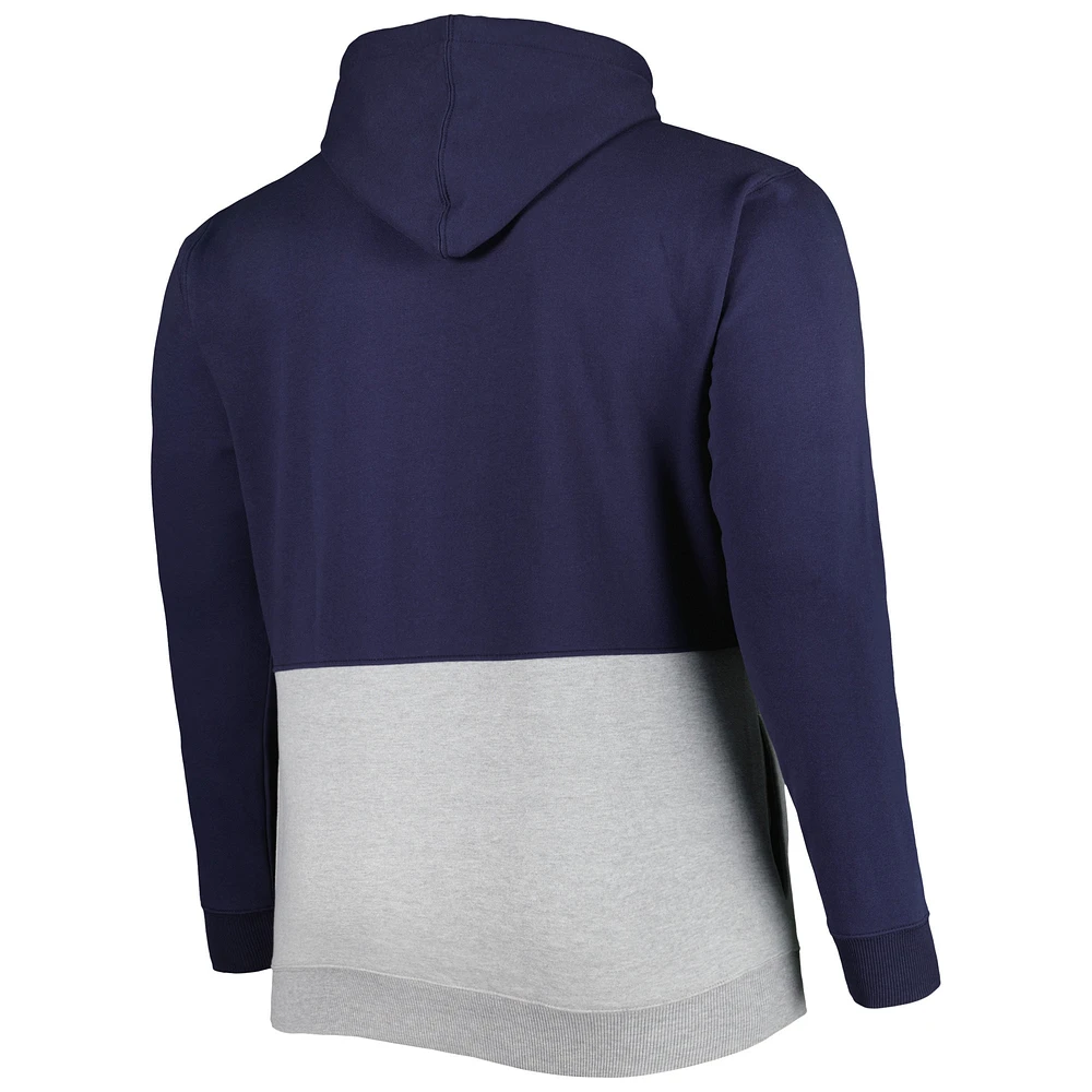 Men's Navy/White Minnesota Twins Big & Tall Fleece Half-Zip Hoodie