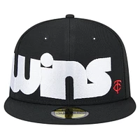 Men's New Era Black Minnesota Twins Checkered Undervisor 59FIFTY Fitted Hat