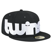 Men's New Era Black Minnesota Twins Checkered Undervisor 59FIFTY Fitted Hat