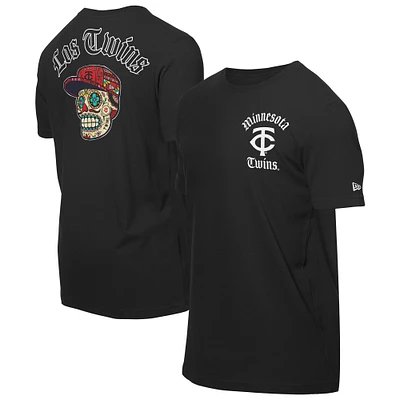 T-shirt noir New Era pour homme avec motif Sugar Skulls des Twins du Minnesota