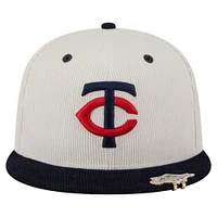 Men's New Era Cream/Navy Minnesota Twins Two-Tone Corduroy 59FIFTY Fitted Hat