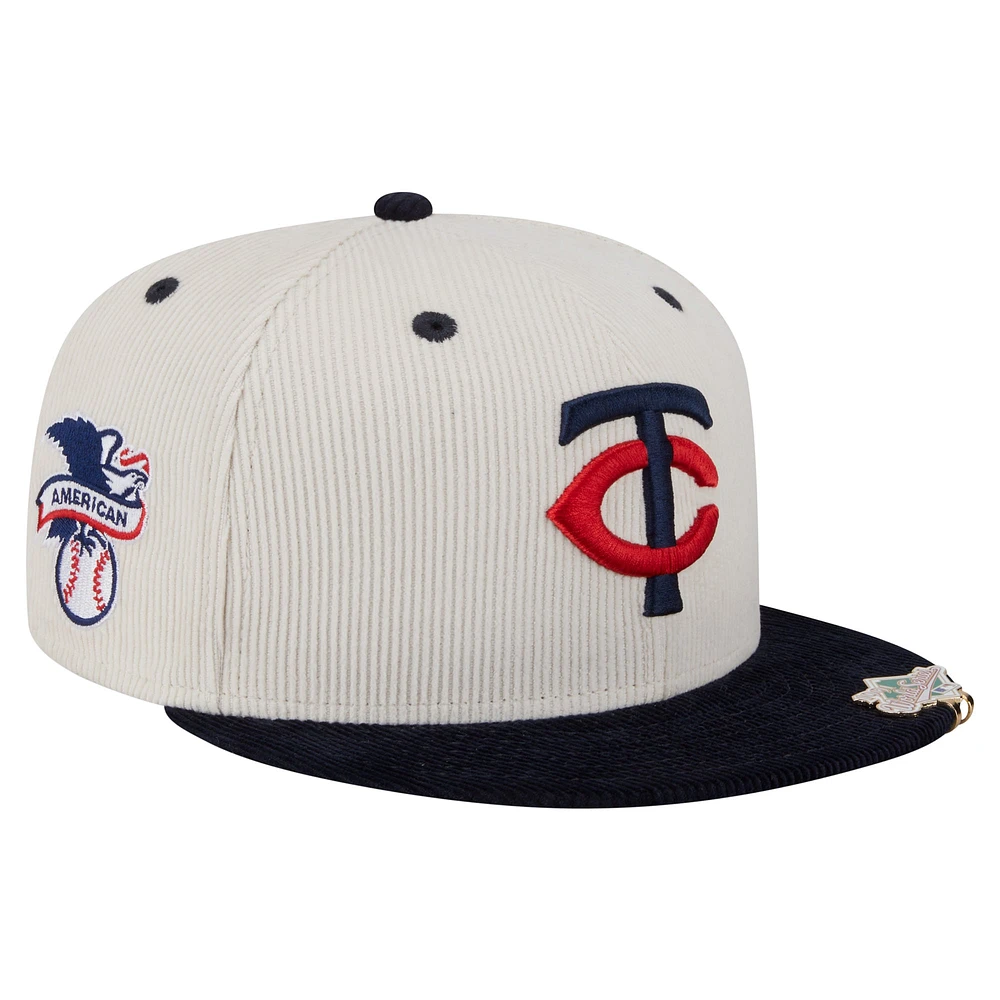 Men's New Era Cream/Navy Minnesota Twins Two-Tone Corduroy 59FIFTY Fitted Hat