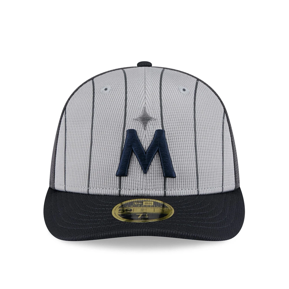 Men's New Era  Gray/Navy Minnesota Twins 2025 Batting Practice Low Profile 59FIFTY Fitted Hat