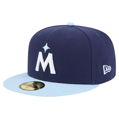 Casquette ajustée bicolore 59FIFTY bleu marine/bleu clair des Twins du Minnesota New Era pour homme