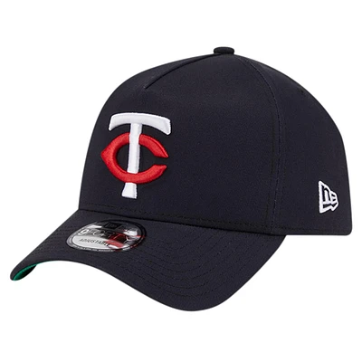 Casquette ajustable 9FORTY couleur A-Frame New Era pour hommes, bleu marine, Minnesota Twins Team Color