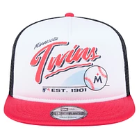 Men's New Era White/Red Minnesota Twins Retro Script Trucker 9FIFTY Snapback Hat