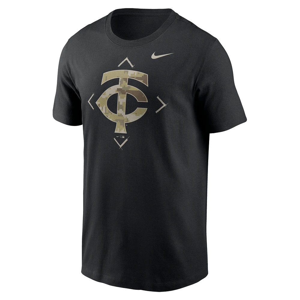 Men's Nike Black Minnesota Twins Camo Logo T-Shirt