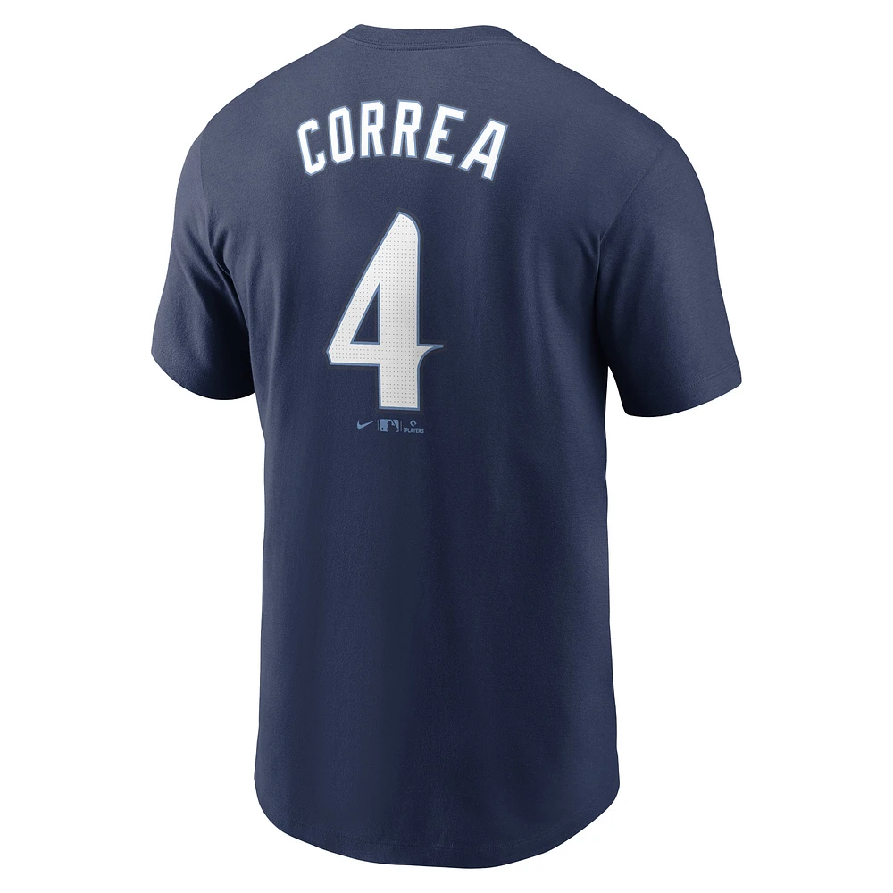 T-shirt avec nom et numéro Nike Carlos Correa pour hommes, bleu marine, Minnesota Twins 2024 City Connect Fuse