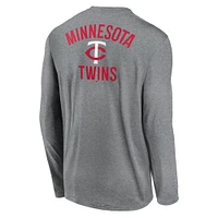 Men's Nike Heather Charcoal Minnesota Twins 2-Hit Legend Performance Long Sleeve T-Shirt