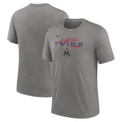 Men's Nike Heather Charcoal Minnesota Twins We Are All Tri-Blend T-Shirt