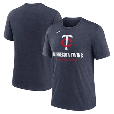 T-shirt Nike bleu marine chiné pour homme avec logo des Twins du Minnesota