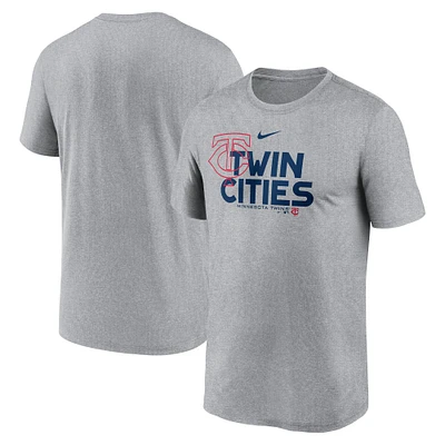 T-shirt Nike Heathered Charcoal Minnesota Twins Local Rep Legend Performance pour homme