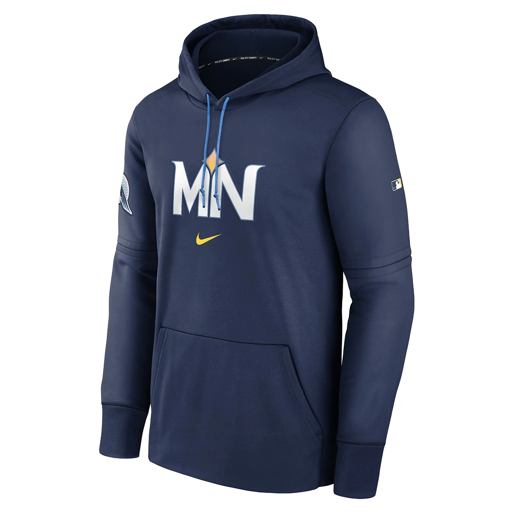 Men's Nike Navy Minnesota Twins Authentic Collection City Connect Performance Pullover Hoodie