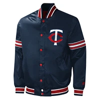 Men's Starter Navy Minnesota Twins Midfield Satin Full-Snap Varsity Jacket
