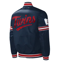 Men's Starter Navy Minnesota Twins Midfield Satin Full-Snap Varsity Jacket