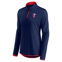 Women's Fanatics Navy Minnesota Twins Corner Quarter-Zip Top