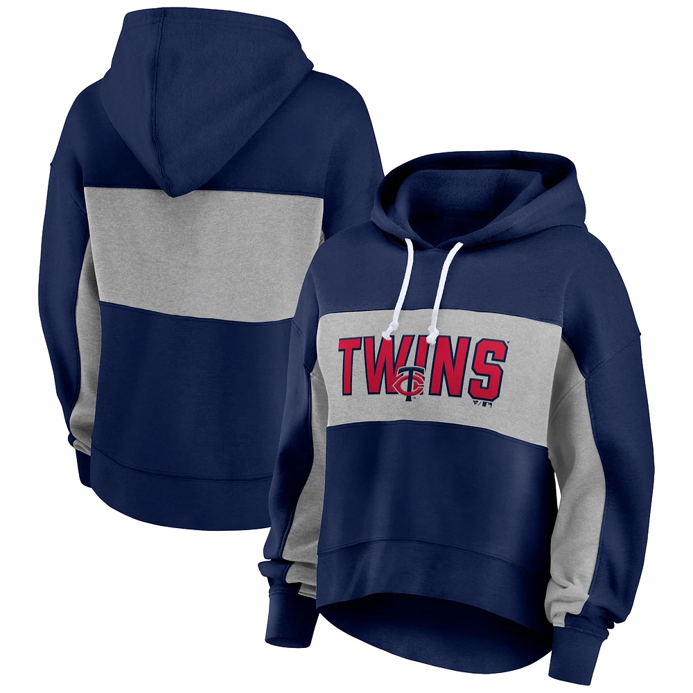 Women's Fanatics Navy Minnesota Twins Filled Stat Sheet Pullover Hoodie