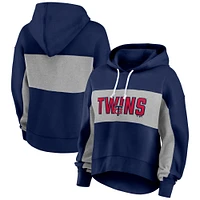 Women's Fanatics Navy Minnesota Twins Filled Stat Sheet Pullover Hoodie