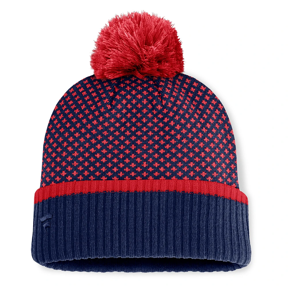 Bonnet en tricot à revers et pompon en jacquard bleu marine pour femme Fanatics Minnesota Twins