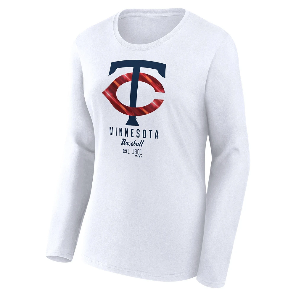 T-shirt léger ajusté à manches longues blanc Fanatics pour femmes des Twins du Minnesota