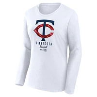 T-shirt léger ajusté à manches longues blanc Fanatics pour femmes des Twins du Minnesota