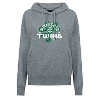 Women's Levelwear  Gray Minnesota Twins St. Patrick's Day Adorn Shamrock Pullover Hoodie