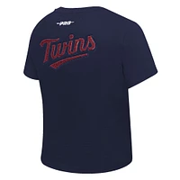 Women's Pro Standard  Navy Minnesota Twins Game Day Classics Baby Doll Cropped T-Shirt